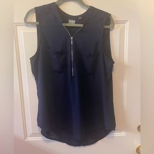 Blue sleeveless blouse